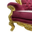 Ver imagem 6 de Jogo de Sofá Clássico com Par de Poltronas Marsala com Dourado 124x192x74 e 117x94x74cm