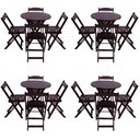 Ver imagem 1 de Kit 4 Jogos de Mesa Dobravel com 4 Cadeiras Tampo Redondo 70x70 Tabaco