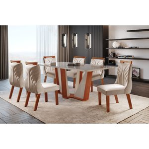 Sala de Jantar Completa com 6 Cadeiras 1,80x0,90m - Veneza - LJ Móveis