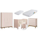 Ver imagem 2 de Quarto de Bebê Berço Evolution + Guarda Roupa 4P + Cômoda 4g Elfe Rosa 02 Colcões