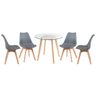 Mesa Redonda 80cm + 4 Cadeiras Cinza Escuro Cinza-Escuro - 1