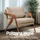 Ver imagem 5 de Conjunto de Poltronas com Almofadas em Linho Pés Madeira Maciça:bege
