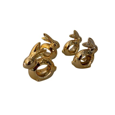 Argola Porta Guardanapo Porcelana Ouro 4 Unidades