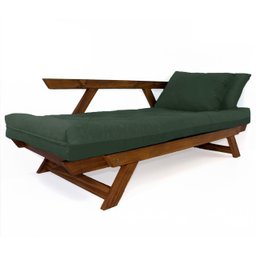 Sofá Japão Futon Verde Militar em Madeira Maciça Imbuia - 3