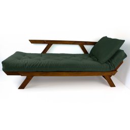 Sofá Japão Futon Verde Militar em Madeira Maciça Imbuia - 2