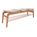 Ver imagem 1 de Banco Ricco 3 Lugares Madeira com Assento Estofado e Apoio Calçados Amêndoa