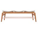 Ver imagem 2 de Banco Ricco 3 Lugares Madeira com Assento Estofado e Apoio Calçados Amêndoa