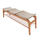 Ver imagem 3 de Banco Ricco 3 Lugares Madeira com Assento Estofado e Apoio Calçados Amêndoa