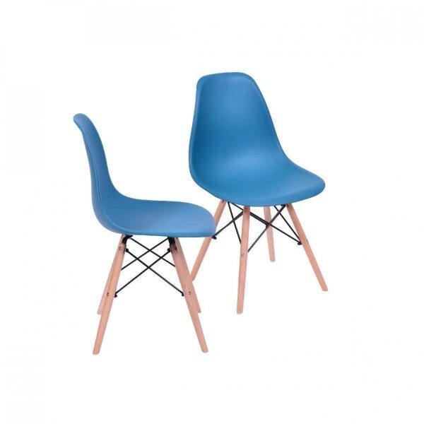 Kit 2 Cadeiras Eames Dkr Base Madeira 