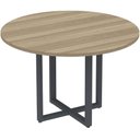 Ver imagem 1 de Mesa de Reunião Redonda P25 Pandin 110 Cm (largura) Tampo Mdp Noce Naturalle Pé Aço Tubular Cinza