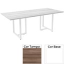 Ver imagem 1 de Mesa de Reunião Retangular 260 x 120 cm Pé Tubular PE25 em MDP Cor Walnut Base Branco