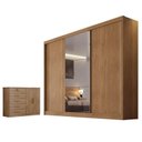 Ver imagem 1 de Guarda Roupa Casal Duna com Espelho e Cômoda Seul Cumaru 23 - Novo Horizonte