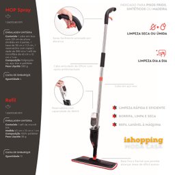 Mop Spray Com Reservatório Vermelho e Cinza - 7