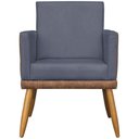 Ver imagem 4 de Kit 12 Poltronas Decorativas para Escritório Lis Corino e Pé Palito - Cinza Suede Corino