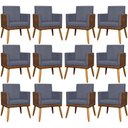 Ver imagem 2 de Kit 12 Poltronas Decorativas para Escritório Lis Corino e Pé Palito - Cinza Suede Corino