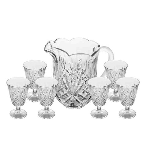 Conjunto Jarra com 6 Taças de Cristal Dublin 1,5 L - 200 Ml Lyor