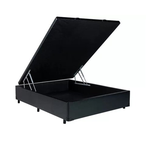 Cama Box Baú Casal Preto Colchão Freedom Molas Ensacadas 138x188 - Ortobom