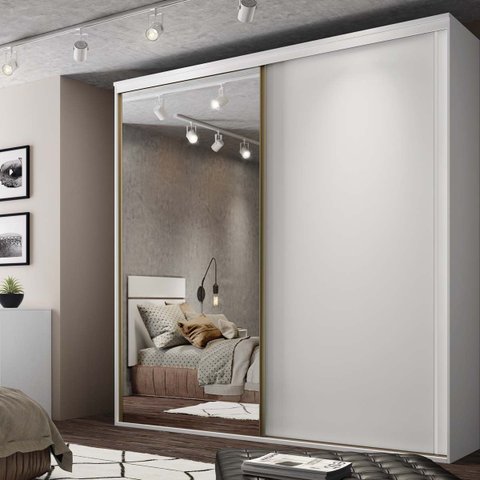 Guarda-roupa 100% Mdf com Espelho 2 Portas de Correr 6 Gavetas 207cm Inovatto