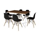 Ver imagem 5 de Mesa Jantar Industrial Retangular Amêndoa 137X90Cm Base V Ferro Branco C/6 Cadeiras Preta Ma