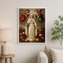 Ver imagem 2 de Quadro Decorativo Ave Maria com Anjos 24x18cm - com Vidro:moldura Branca