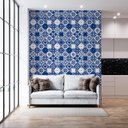 Ver imagem 5 de Papel de Parede Adesivo Arabesco Artístico Azul Branco 2,80m