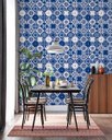 Ver imagem 4 de Papel de Parede Adesivo Arabesco Artístico Azul Branco 2,80m