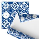 Ver imagem 1 de Papel de Parede Adesivo Arabesco Artístico Azul Branco 2,80m
