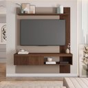 Ver imagem 1 de Painel Tv 55 Pol 150cm Bancada Suspensa Ripado Luana Fendi/havana C01 - D’Rossi