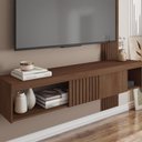 Ver imagem 4 de Painel Tv 55 Pol 150cm Bancada Suspensa Ripado Luana Fendi/havana C01 - D’Rossi