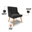 Ver imagem 4 de Kit 10 Cadeiras Veludo Preto Pés Palito Castanho