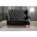 Ver imagem 3 de Sofá Imperador 2 Lugares 135cm Preto Couro Sintético Bella Decor