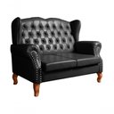 Ver imagem 5 de Sofá Imperador 2 Lugares 135cm Preto Couro Sintético Bella Decor