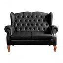 Ver imagem 1 de Sofá Imperador 2 Lugares 135cm Preto Couro Sintético Bella Decor