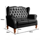 Ver imagem 2 de Sofá Imperador 2 Lugares 135cm Preto Couro Sintético Bella Decor