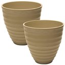 Ver imagem 1 de Kit 2 Vasos para Flores Cachepot Névoa Bege Plástico 15x7cm Decorativo Lyor