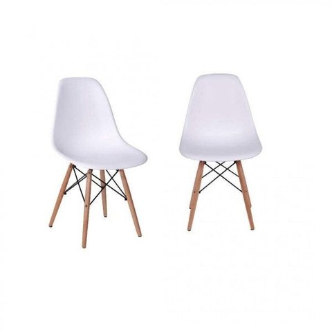 Kit 2 Cadeiras Eames Dkr Base Madeira 