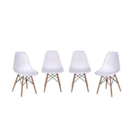Kit 4 Cadeiras Eames Dkr Base Madeira 