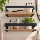 Ver imagem 2 de Kit 2 Prateleiras para Banheiro Nicho Ferro MDF 35cm e 40cm