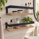 Ver imagem 1 de Kit 2 Prateleiras para Banheiro Nicho Ferro MDF 35cm e 40cm