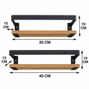 Ver imagem 3 de Kit 2 Prateleiras para Banheiro Nicho Ferro MDF 35cm e 40cm