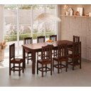 Ver imagem 2 de (cópia) Mesa com 8 Cadeiras de Madeira 200x88 Castanho com Estofado Marrom