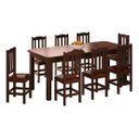 Ver imagem 1 de (cópia) Mesa com 8 Cadeiras de Madeira 200x88 Castanho com Estofado Marrom