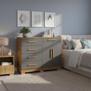 Ver imagem 2 de Cômoda 5 Gavetas com Sapateira 2 Portas Nature Alasca