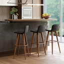 Ver imagem 2 de Kit 3 Banquetas Altas Línea Unidecor Madeira Aço Linho Preto