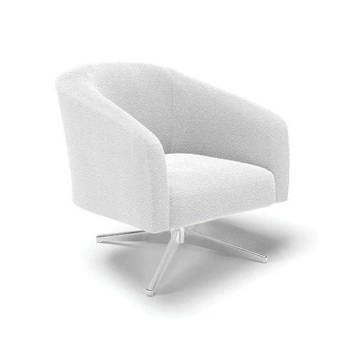 Cadeira Sala de Jantar Giratória Base Cromada Stella Bouclê D03 - D'Rossi Cor Off White