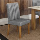 Ver imagem 2 de Kit 4 Cadeiras para Sala de Jantar Pés em Madeira Maciça Mari Cinza/Cinamomo/Linho Prata