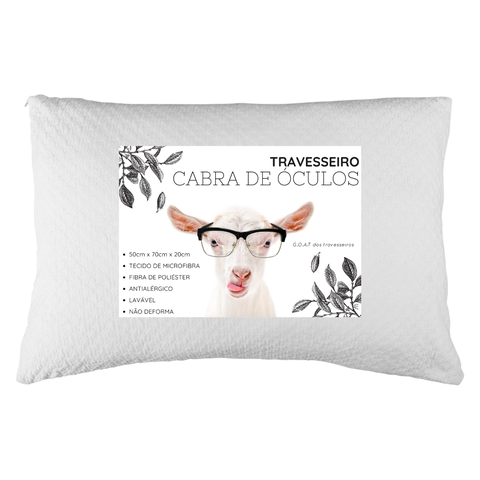 Travesseiro Cabra de Óculos Macio Confortável Antialérgico