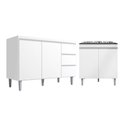 Ver imagem 1 de Kit Balcão Gabinete para Pia Andreia 100cm e Balcão Cooktop 4 ou 5 Bocas Branco