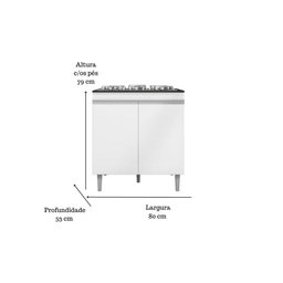 Kit Balcão Gabinete para Pia Andreia 100cm C- Balcão Cooktop 4 ou 5 Bocas Branco - 3