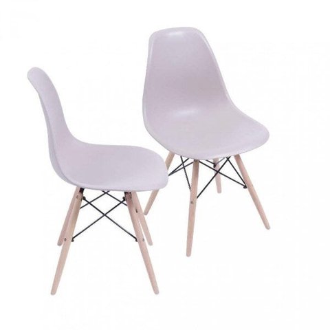 Kit 2 Cadeiras Eames Dkr Base Madeira 